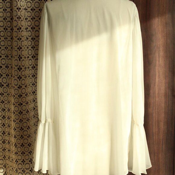 Vintage 1980s 1990s White Peignoir, SZ P Wisteria by Diane Samandi "Jackie" Robe - Picture 12 of 12
